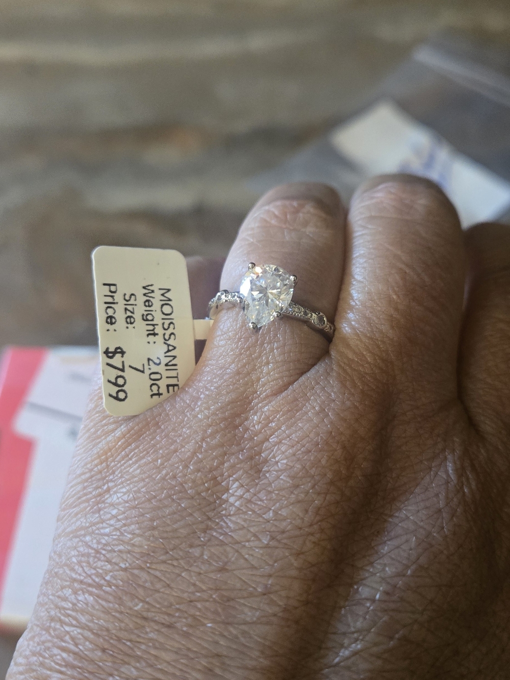 Classic Pear Moissanite Solitaire Ring in Silver - 2.0ct
